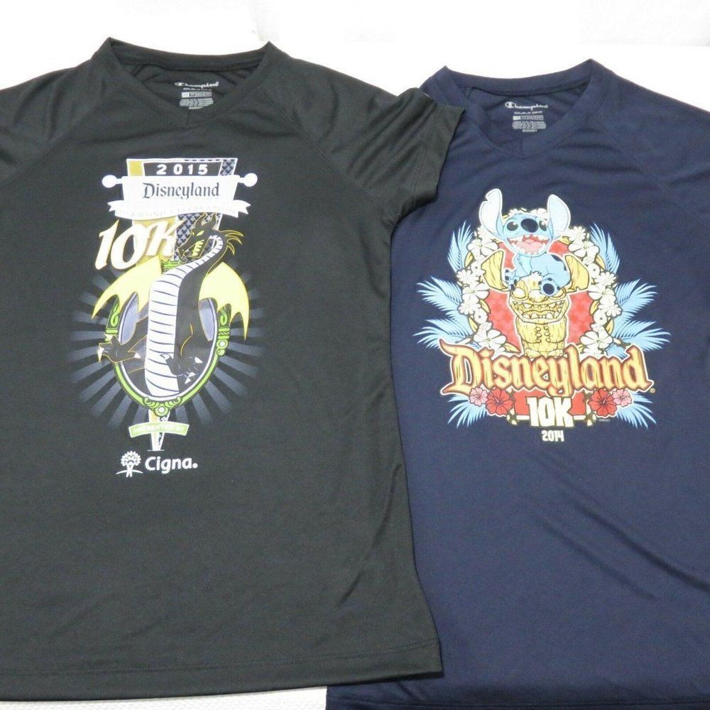 Disneyland Resort 2015 10K Champion XS Race Shirt Black Dragon Stitch Tiki
